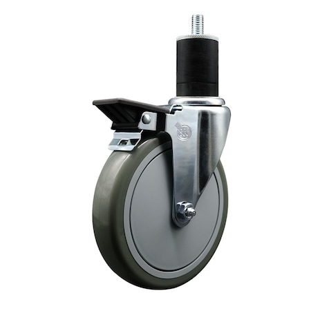 Service Caster 6'' Gray Poly Swivel 1-3/4'' Expanding Stem Caster with Brake SCC-EX20S614-PPUB-PLB-134